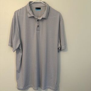 PGA Tour Golf Shirt Black & White Striped Short Sleeve Sporty Polo Men’s Sz XL
